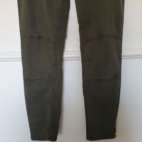 Zara Womara  The Cycler Pants in Dark Khaki Slim Fit Skinny Leg Mid-Rise Size 10 - Picture 3 of 16